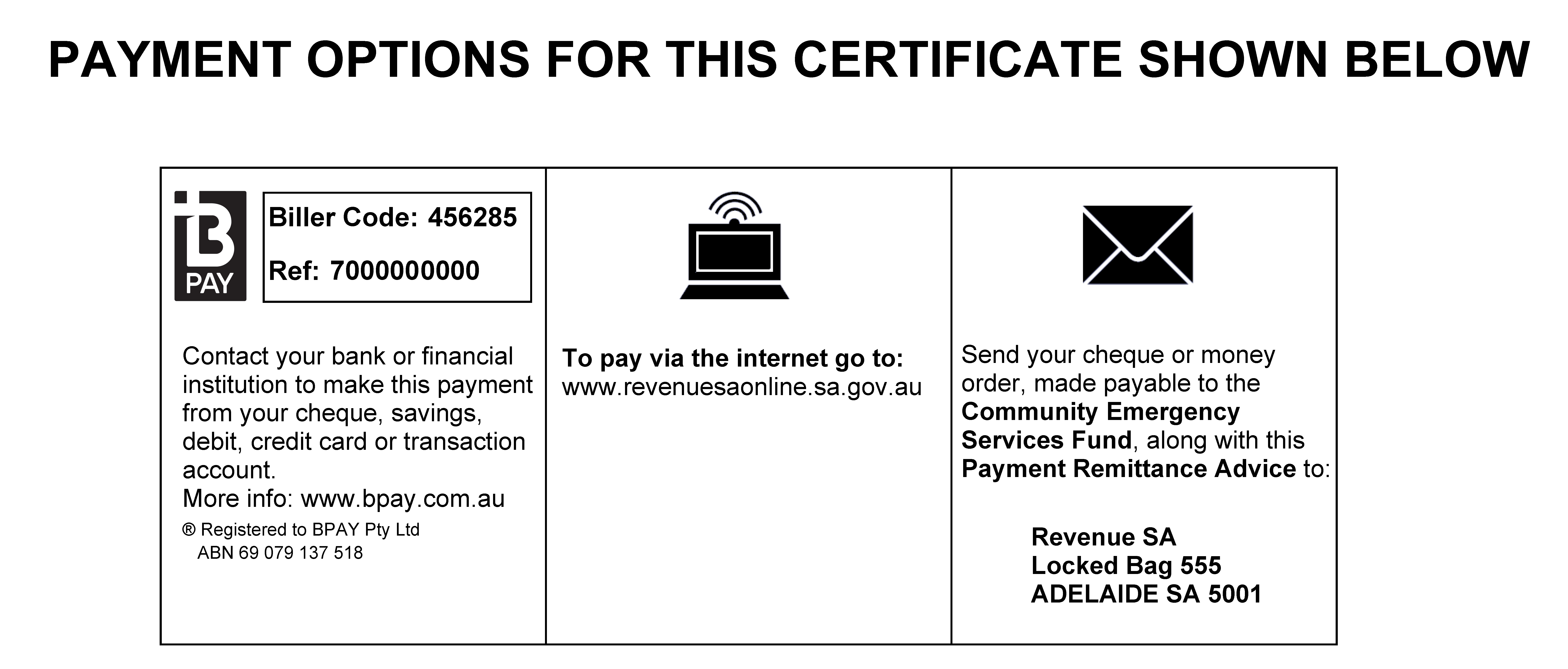 Image showing BPAY reference details on a certificate