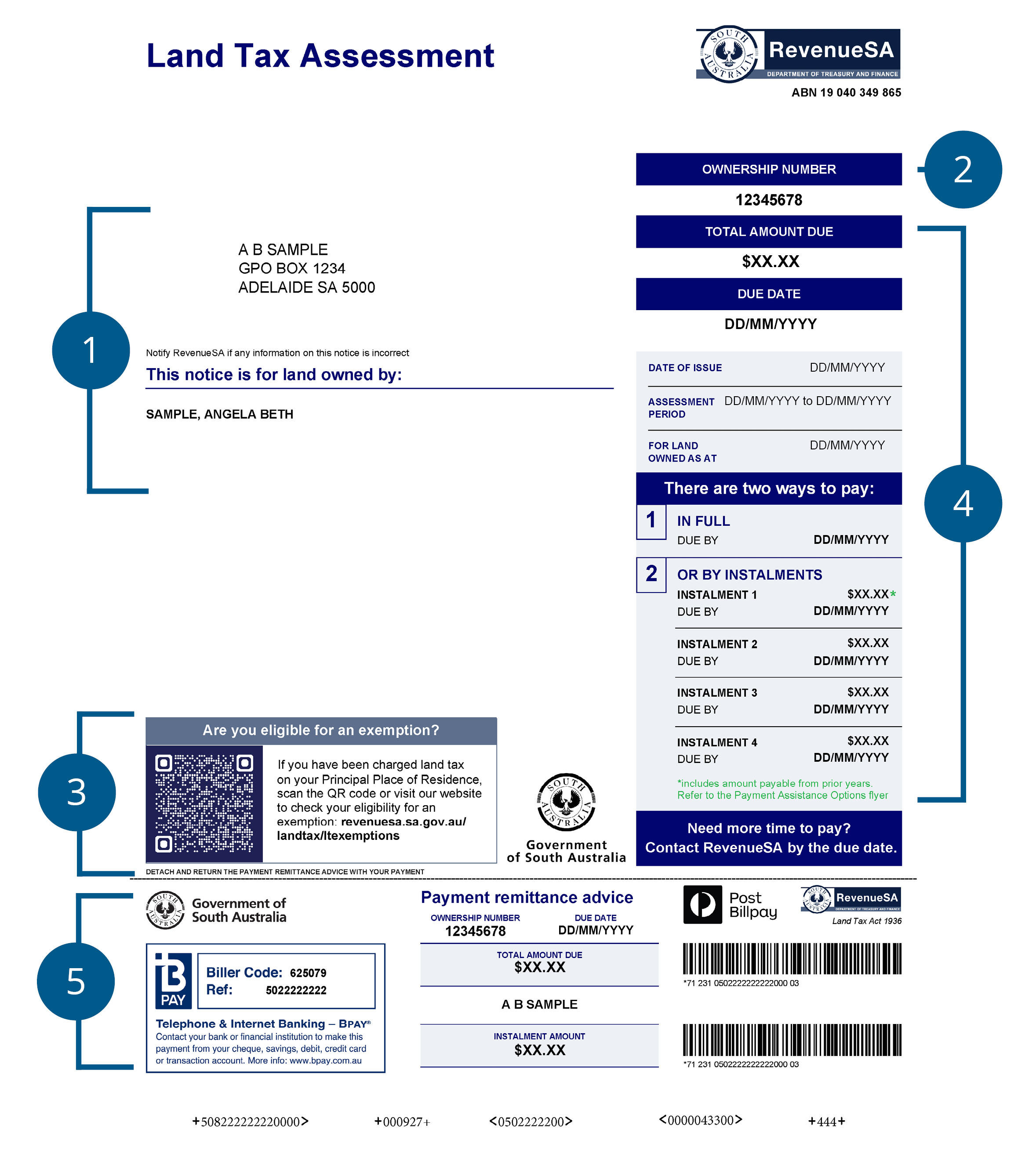 Image of page 1 of sample 2025-26 land tax assessment