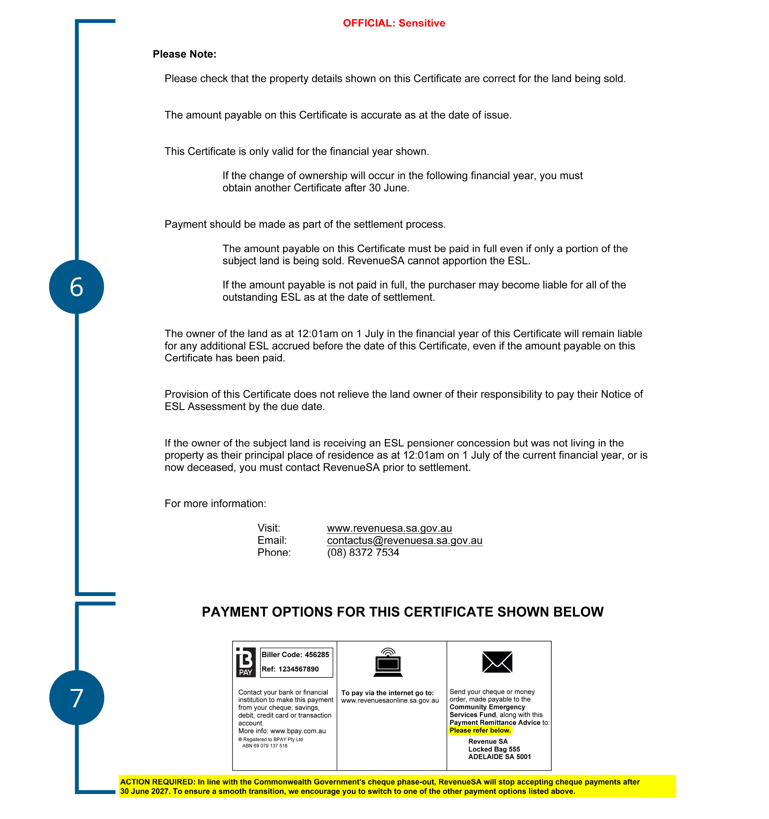 Shows sample 2025-26 Emergency Services Levy Certificate pg 2