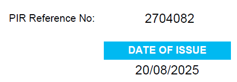 Image of PIR number example